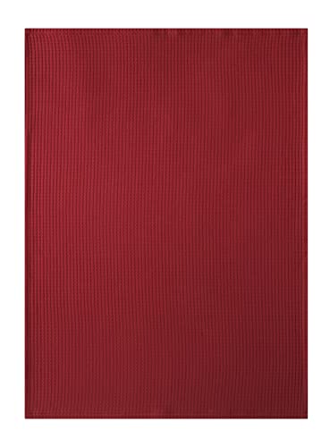 Coucke French Cotton Jacquard and Honeycomb Weave Towel, Douceur Rouge, 20-Inches by 30-Inches, Red, 100% Organic Cotton