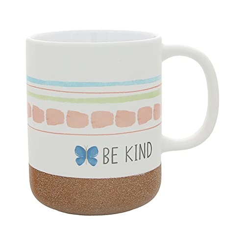 Pavilion Gift Company - Be Kind - 16-ounce Stoneware Mug with Sandy Glazed Bottom, Butterfly, Large Handle Coffee Cup, Birthday Gift For Friend, Sister, Mom, Grandma, Daughter, Co-worker Gift