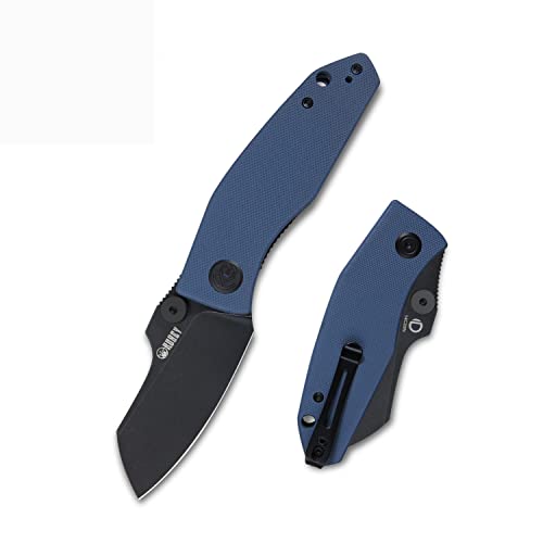 Kubey KU337 EDC Pocket Knife, 2.95" Stout 14C28N Blade G10 Handles Dual Thumb Studs and Reversible Deep Carry Clip, Good for Outdoor Hunting and Camping (Blue)