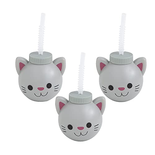 Fun Express Cat Cups with Straws  8 Ct.