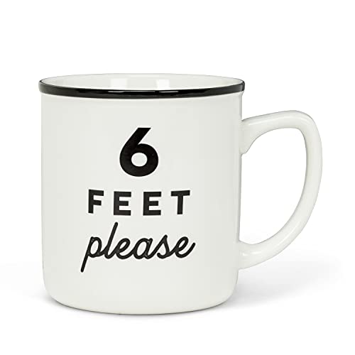 Abbott Collection  27-2020-512 6 Feet PleaseText Mug, White/Black