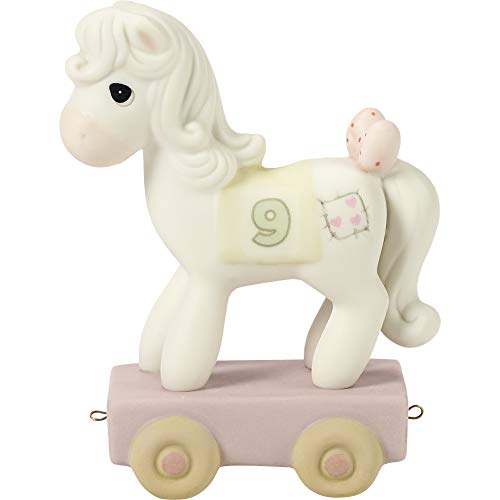 Precious Moments,  Being Nine Is Just Divine, Birthday Train Age 9, Bisque Porcelain Figurine, 142029