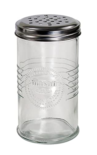 Grant Howard Mason Classics Cheese Shaker, 14 Ounces, Parmesan and Mozzarella Glass Jar Dispenser