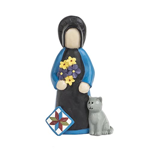 Blossom Bucket 221-13304 Amish Girl with Flowers and Cat, 3.5-inch