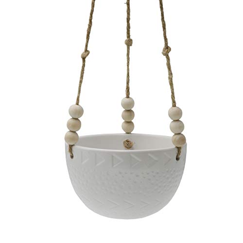 Flora Bunda Hanging Planter with Beads for Succulent 5.4" Caveman Ceramic Hanging Planter