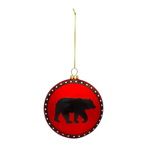 Melrose 83537 Bear Disc Ornament, 5-inch Height, Glass