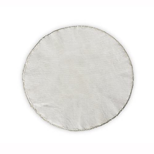 Park Hill Collection Upcycled Tent Canvas Beaded Mat, 12-inch Diameter, Canvas, Brass, and Glass, for Kitchen Decorative Use, Dining Accessories, Table Linens