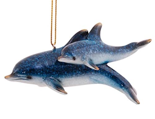 Cape Shore Mother and Baby Dolphins Swimming Christmas Holiday Ornament Resin