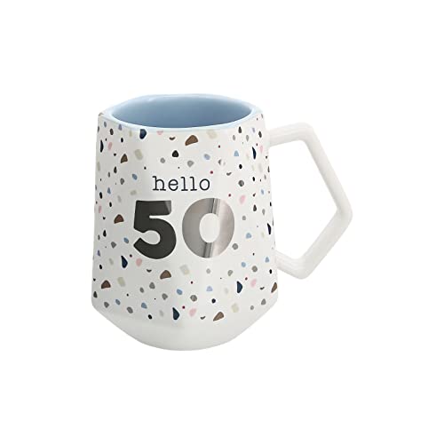 Pavilion - Hello 50-17 ounce Geometric Cup, Confetti Cup, Birthday Mug, Birthday Cup, Birthday Cups for Women, 1 Count, White