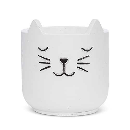 Abbott Collection  27-MEOW-748-LG Large Sleeping Cat Planter, White
