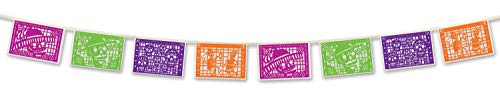 Beistle - 941 Beistle Day of the Dead Picado Style Pennant Banner Hanging Decorations, Halloween Party Supplies, 8" x 12&