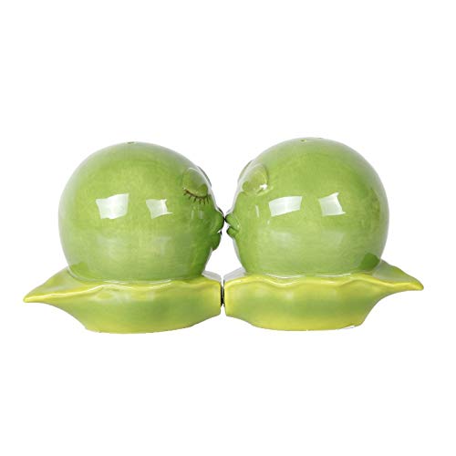 Pacific Trading Giftware Kissing Peas in A Pod Magnetic Salt and Pepper Shakers Gift Box Set Ceramic