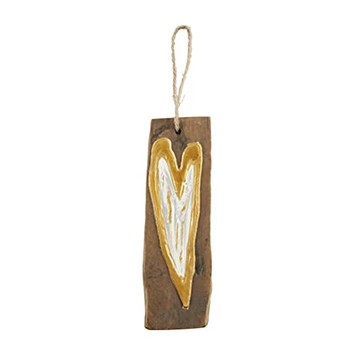 Mud Pie Gold Reclaimed Wood Ornament, 7.5" x 2", Heart