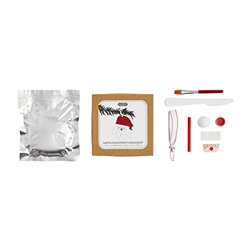Mud Pie Christmas Santa Handprint Ornament, 4.5" x 4.5", White