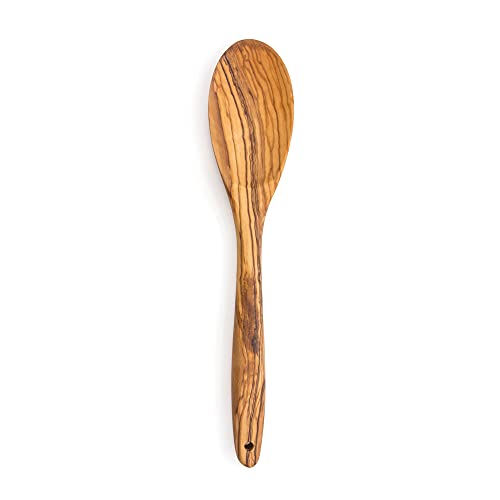 RSVP International Olive Wood Spoon, 12" | Rustic, Natural Authentic Italian Olive Wood | Classic Style for Kitchens, Tables, & More | Functional for Serving Vegetables, Stirring Pasta