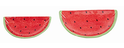 Transpac Red Dolomite Spring Watermelon Plates Set of 2