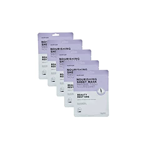 MaskerAide Beauty Rest‚Äö√Ñ√¥ore, Nourishing and Hydrating Lavender Face Mask with Lavender Oil, Hyaluronic Acid, Super Fruit Extracts, Allantoin & Adenosine, Nourish & Relax, Cruelty Free, Korean Skincare, 5 Pack
