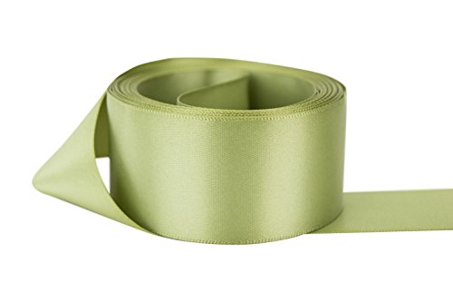 Ribbon Bazaar Double Faced Satin Ribbon - Premium Gloss Finish - 100% Polyester Ribbon for Gift Wrapping, Crafts, Scrapbooking, Hair Bow, Decorating & More - 1/4 inch Spring Moss 50 Yards