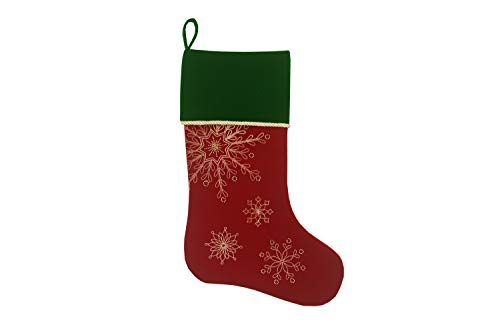 Comfy Hour Winter Holiday Home Collection 20" Winter Christmas Snowflake Stocking Red, Polyester