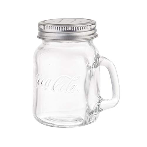 Tablecraft Coca-Cola Mason S&P Shakers, Glass Jar with Metal Lid, 4.75oz