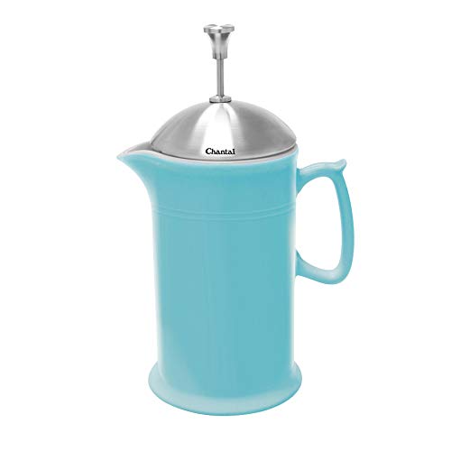 Chantal 92-FP28 SQ Ceramic French Press with Stainless Steel Plunger/Lid, Aqua