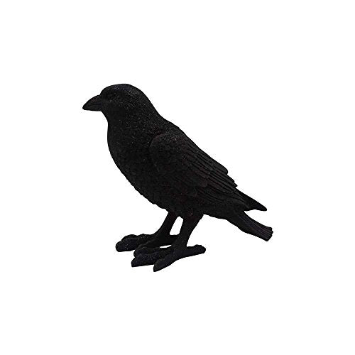 Comfy Hour Fairyland Collection 7" Black Feather Standing Crow Bird Halloween Decorative Figurine, Black, Polyresin