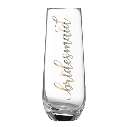 Blue Sky Clayworks Lillian Rose Gold Bridesmaid Stemless Champagne Glass, 1 Count (Pack of 1), Clear