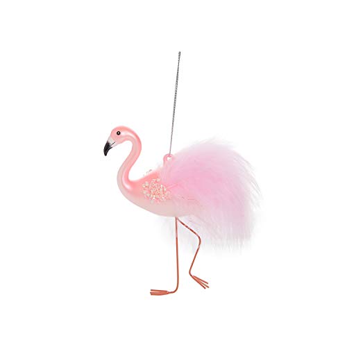Beachcombers B22899 Hand Blown Fancy Flamingo Hanging Ornament, 5-inch Height, Glass