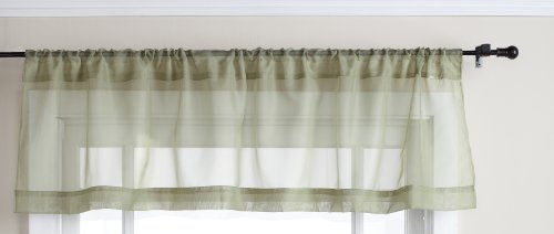 Belle Maison Stylemaster Elegance Sheer Voile, 60" X 14" | Straight Valance, Sage