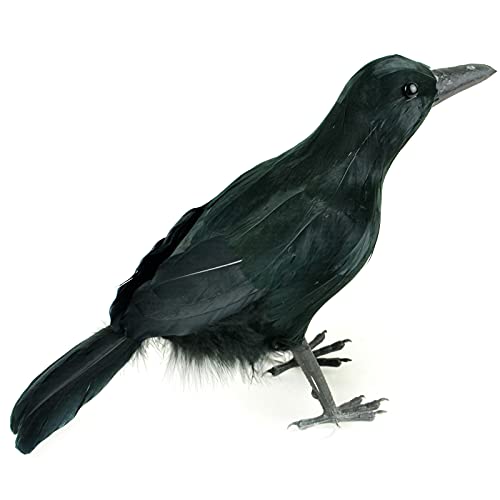 Midwest Design 21706 Touch of Nature Standing Black Feather Crow Figurine, 15-inch Length