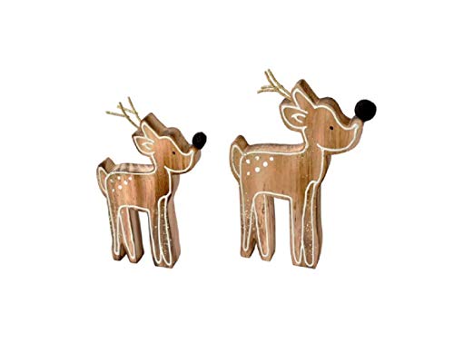 Ganz MX180370 Reindeer Figurine, Set of 2, MDF,