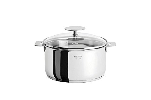 Cristel Multiply Stainless Steel Stewpan with Glass Lid and Removable Handles, 4.5 Quart