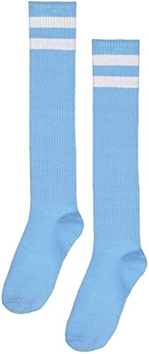 Amscan 395892.87 Light Blue Knee High Socks with White Stripes, 19"