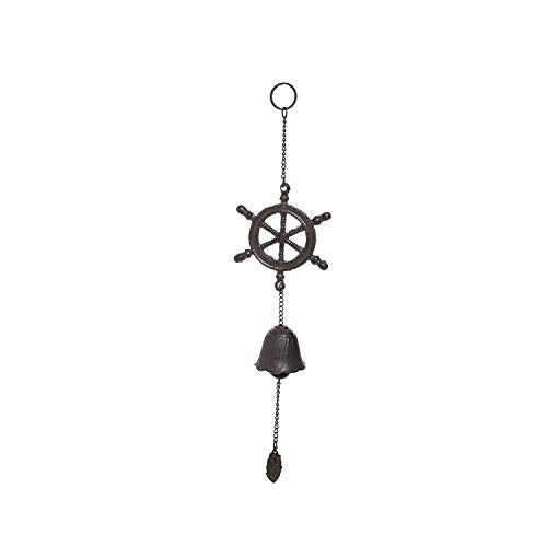 Beachcombers B22713 Iron Ships Wheel Bell Drop, 17.72-inch High