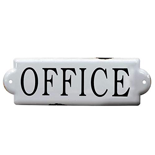 VIP Lightly Distressed Black and White Metal Office Sign