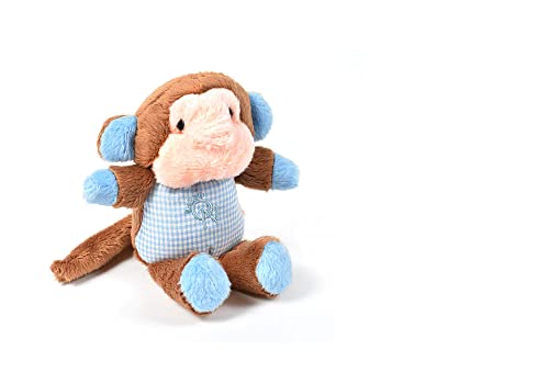 CocoTherapy Oscar Newman Monkey Safari Baby Pipsqueak Animal Tiny Toys for Dogs, 7-inch Length Blue
