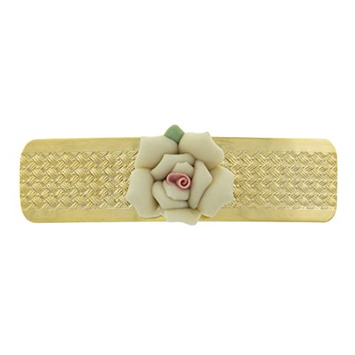 1928 Jewelry Women's Small Ivory Porcelain Flower Hair Barrette, (1 Pcs)
