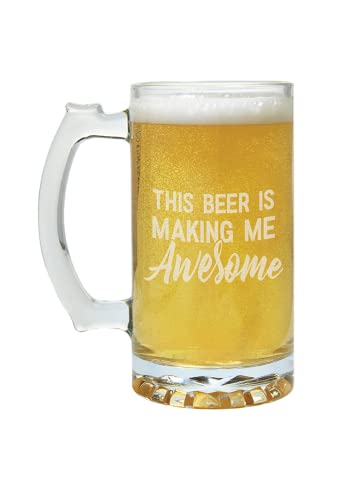 Carson Home Making Me Awesome Beer Mug, 7.25-inch Height, Holds 26.5 oz., Glass