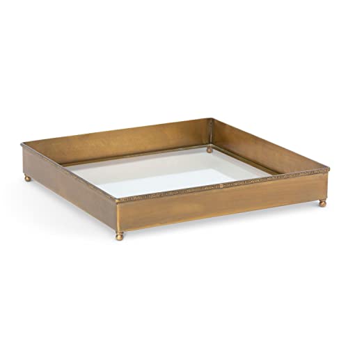 Park Hill Collection EAW16010 Brass and Glass Escritoire Square Tray