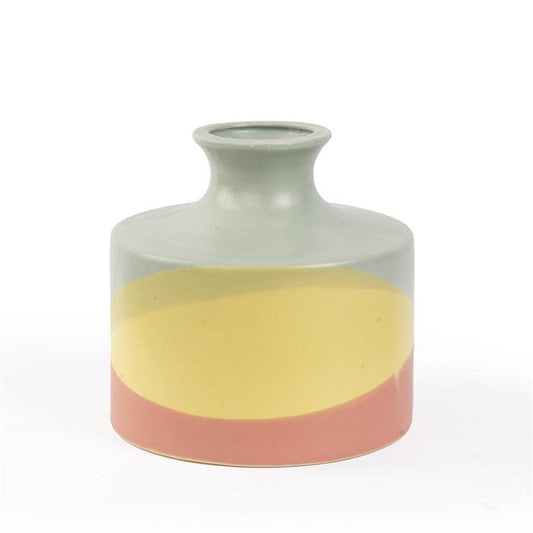 Blossom Bucket Short Dip Dyed Bottle Neck Vase, 4.75-inch Diameter, Multicolor, Home Decor