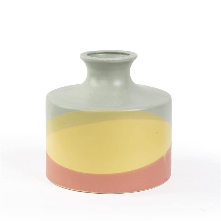 Blossom Bucket Short Dip Dyed Bottle Neck Vase, 4.75-inch Diameter, Multicolor, Home Decor