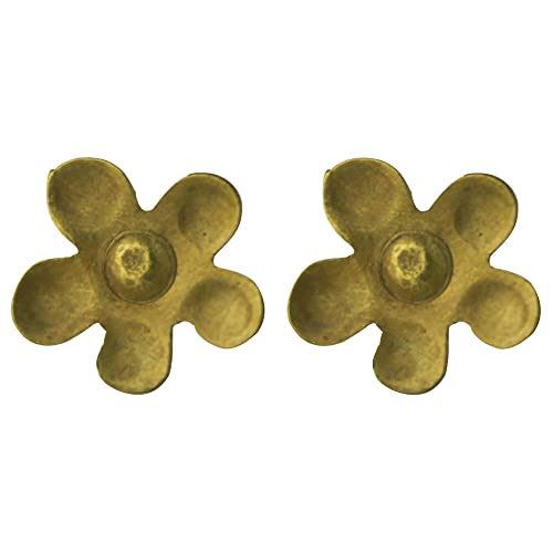 HomArt Gia Flower Post Earring, 0.50-inch Diameter, Brass