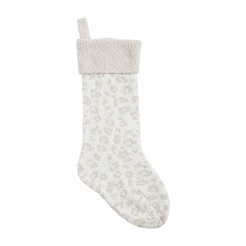 Mud Pie Womens Chenille Christmas Stocking, Cream, 19-inch