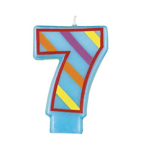 Unique Industries Decorative Striped Number 7 Birthday Candle
