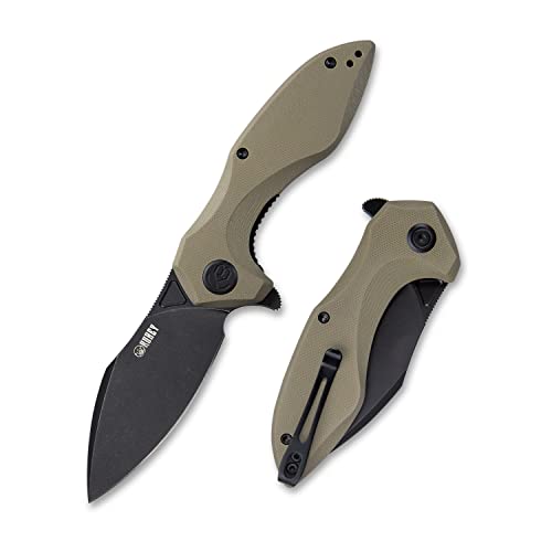 KUBEY Noble KU236 EDC Pocket Knife, 3.2in Drop Point D2 Blade and G10 Handle with Revesible Deep Carry Clip for Hunting Camping Hiking (Beige)