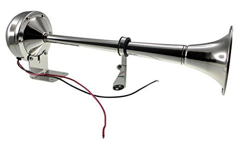 Pactrade Marine Marine Boat Auto Stainless Steel Single Trumpet Horn Complete Set 12V