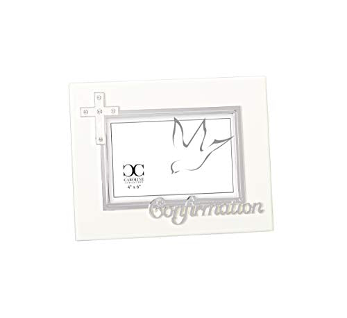 Roman Confirmation Jewel Tone Accent Cross Silver Tone 9 x 7 Wood Photo Frame