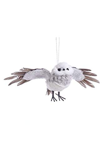 Kurt Adler Gray With White Fur Flying Owl Ornament