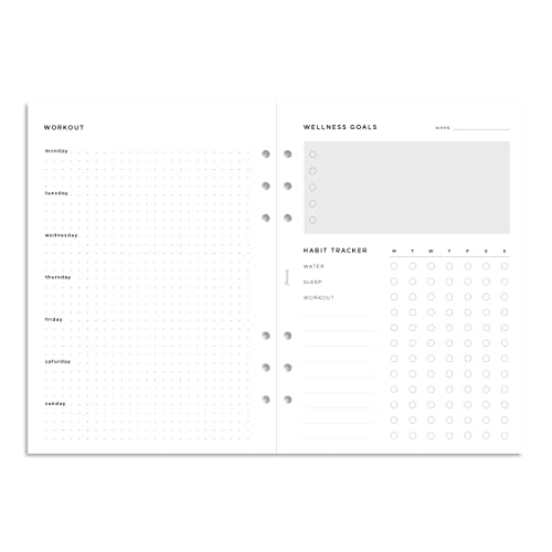 Rediform Filofax Organizer Refill, A5 Size, Wellness Trackers Pack, White Paper, 8.26" x 5.82", 56 Sheets (B132687)