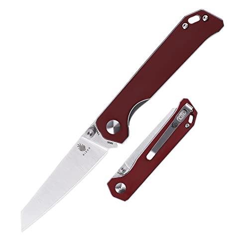 Kizer Begleiter Mini, Small EDC Folding Pocket Knives, Micarta Handle with 2.8 Inches N690 Blade, Thumb Stud, Deep Carry, Outdoor -V3458RN (Red Micarta handle+N690 blade)